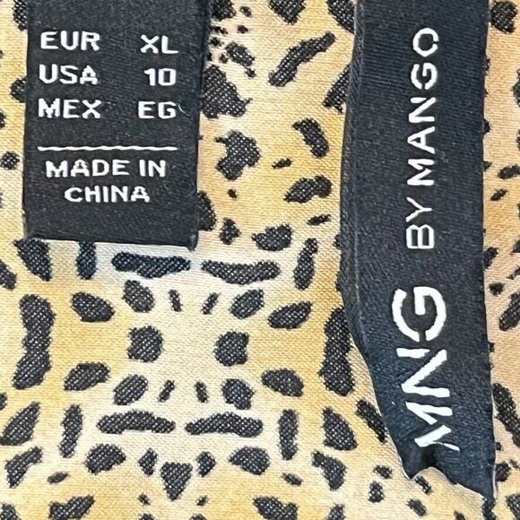 MNG by Mango Womens Animal Print Cheetah V-Neck Shift 3/4 Sleeve Dress sz 10 - Picture 16 of 16